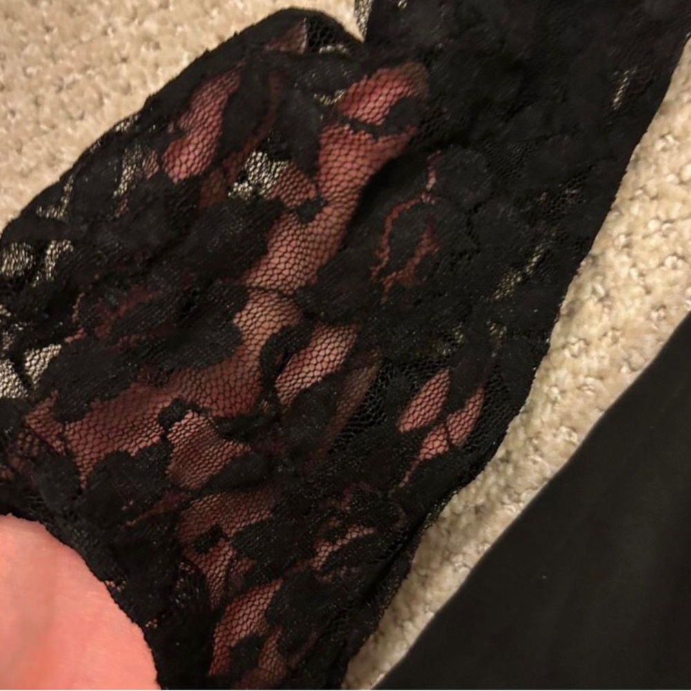 Princess Polly Black Mini Dress with Lace Sleeves - Picture 2 of 3